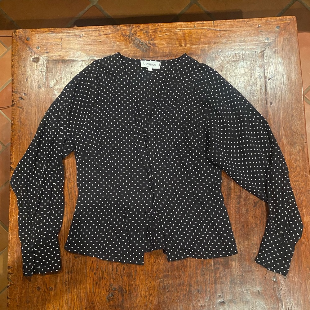 Gorgeous polka dot blouse with covered buttons: bought in paris